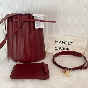 Authentic Mansur Gavriel Pleated Red wine color bucket bag